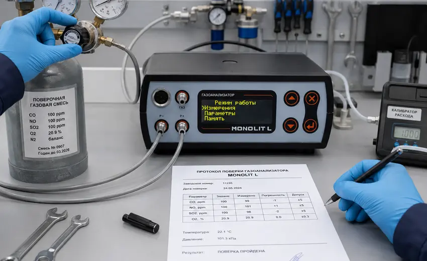 Поверка и калибровка газоанализаторов Monolit